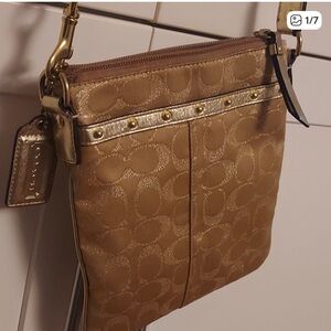 Coach Legacy Lurex 2011 Gold Signature Crossbody Bag no callouts